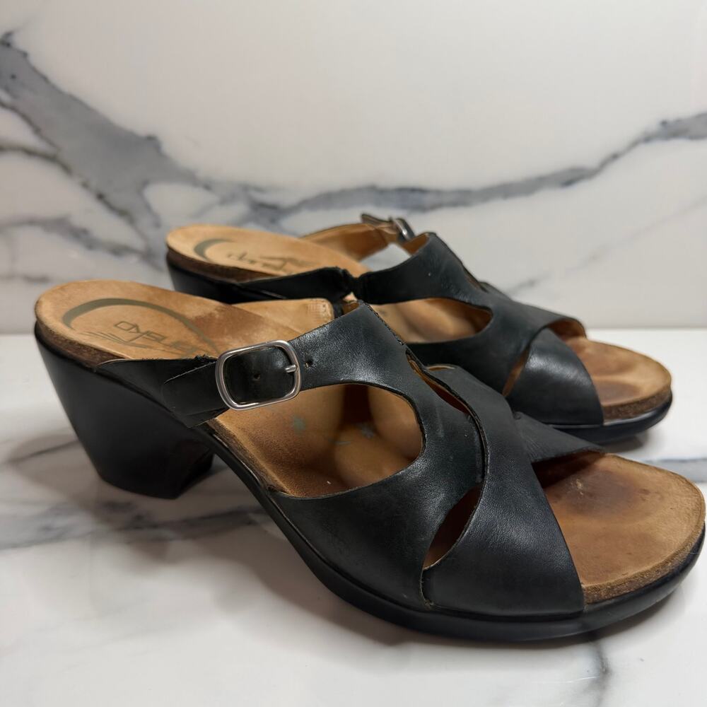 Dansko Women's Black Leather Kai Wedge Sandals Sz 41 Sz 10-10.5 Boho Festival